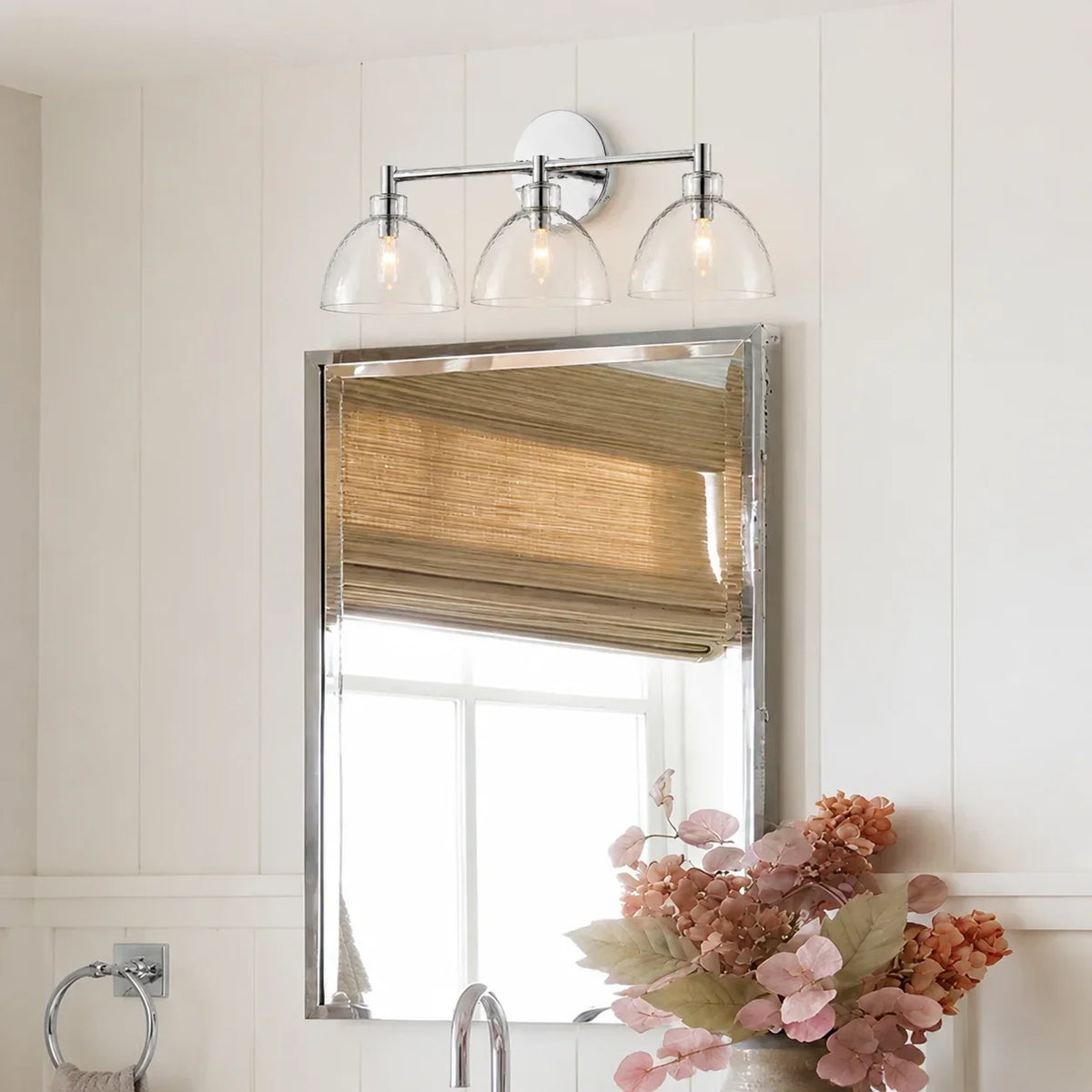 Xeno | Glass Wall Sconce, Antique Brass Bathroom Vanity Light, 1 to 3 Light Farmhouse Wall Light