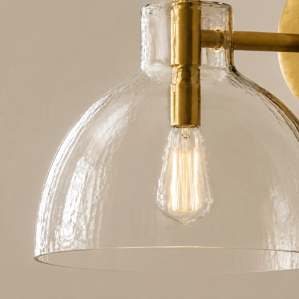 Xeno | Glass Wall Sconce, Antique Brass Bathroom Vanity Light, 1 to 3 Light Farmhouse Wall Light