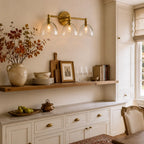 Xeno | Glass Wall Sconce, Antique Brass Bathroom Vanity Light, 1 to 3 Light Farmhouse Wall Light