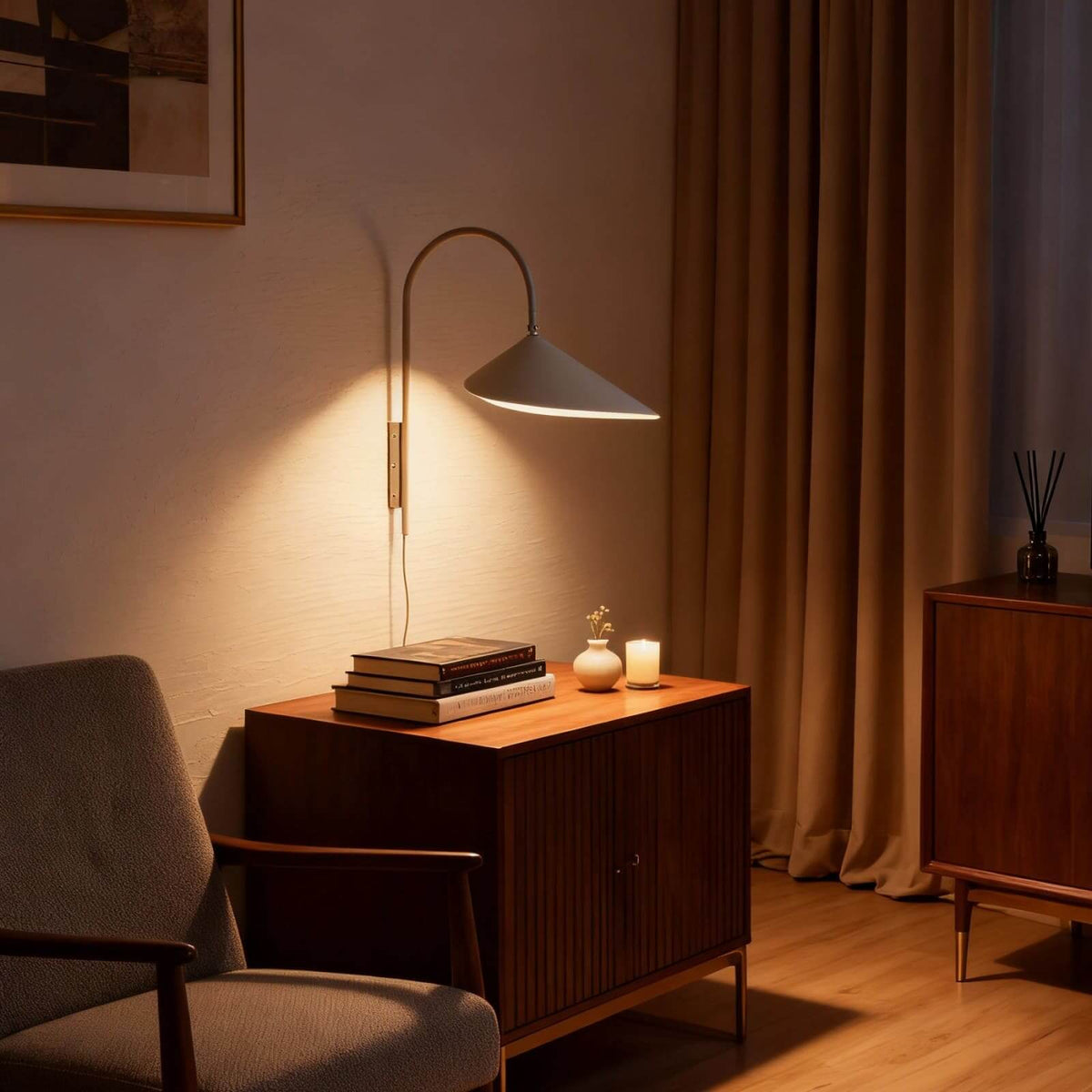 Calla | Plug In Wall Sconce, Large Sculptural Wall Lamp in Black or Beige