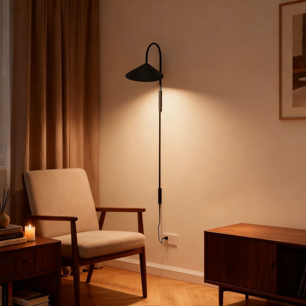 Calla | Plug In Wall Sconce, Large Sculptural Wall Lamp in Black or Beige