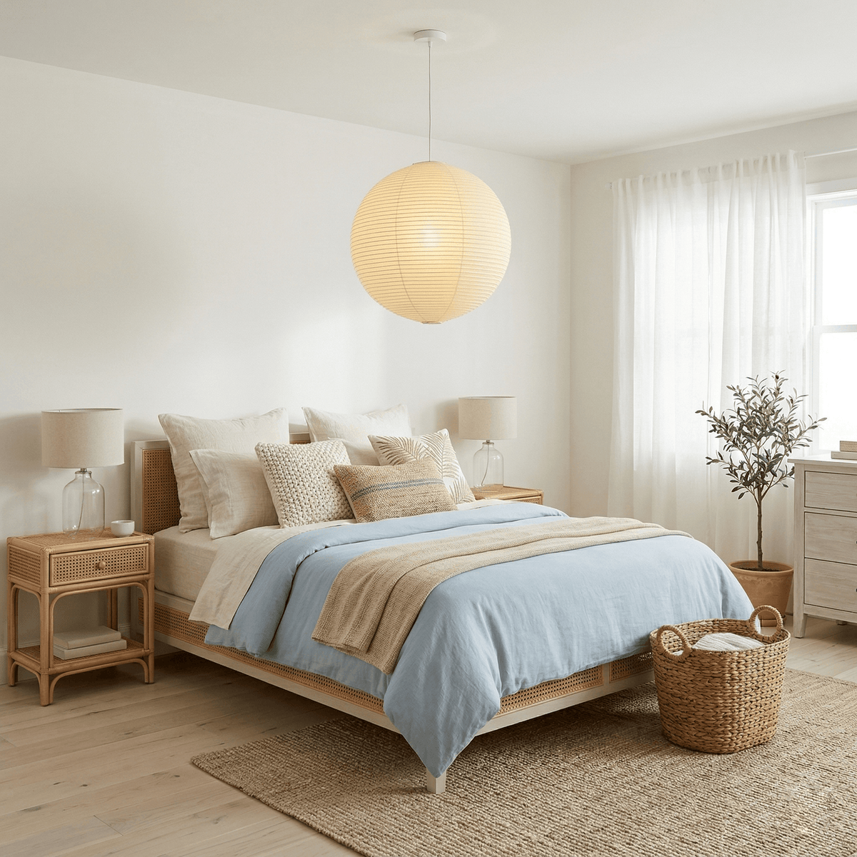 Tsuki | Paper Lantern Pendant Light, Japanese Washi Globe Hanging Lamp, 11 Sizes