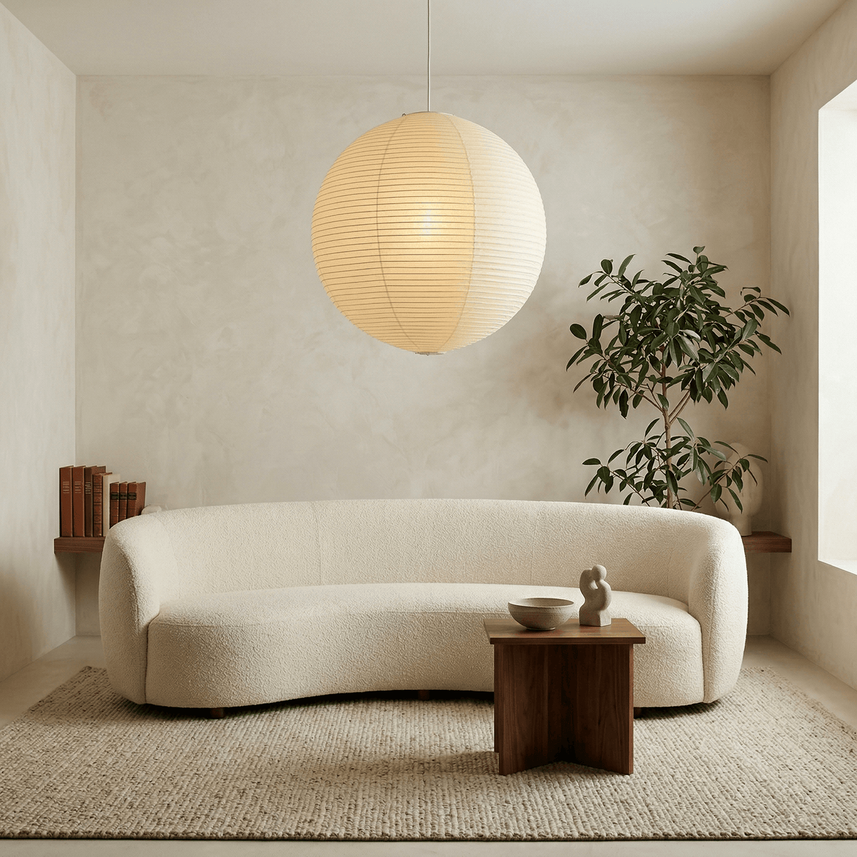 Tsuki | Paper Lantern Pendant Light, Japanese Washi Globe Hanging Lamp, 11 Sizes