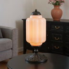Lumi | Ribbed Glass Table Lamp, French Vintage Bedside Lamp with Brass Base, Milk Glass Desk Lamp