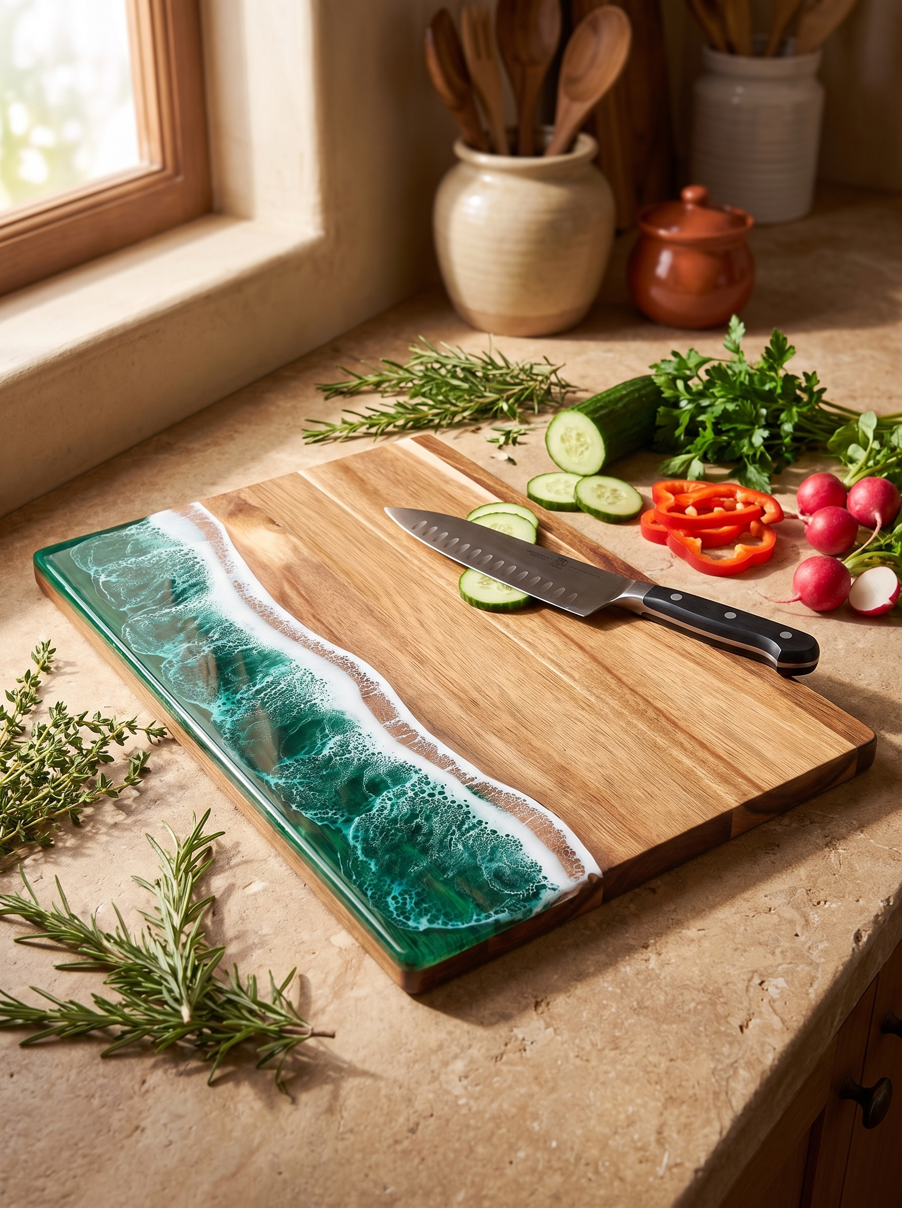 Wave Resin Acacia Cutting Board Built for everyday prep