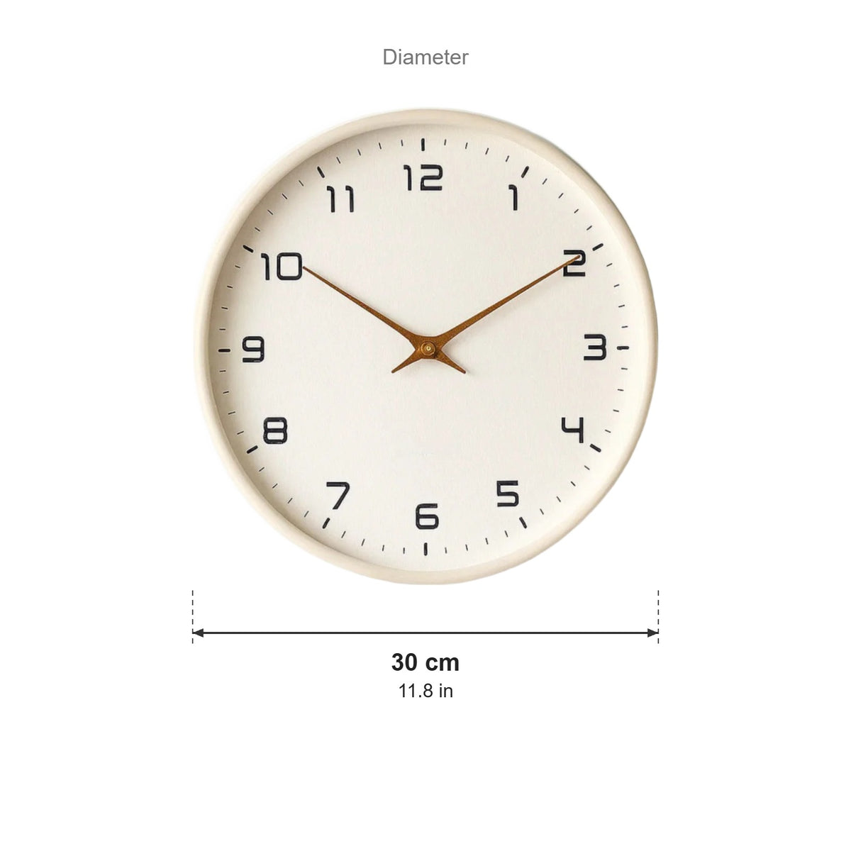 Linden wooden wall clock dimensions: 30 cm (11.8 in) diameter