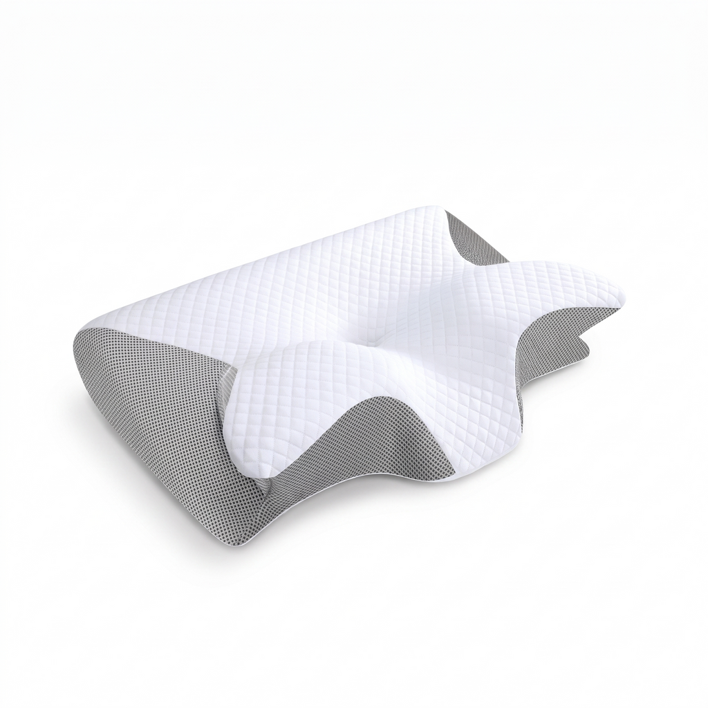 Luxzell Contour cervical memory foam pillow in gray, ergonomic neck support pillow