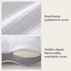 Breathable quilted knit cover and hidden zipper on the Contour memory foam pillow