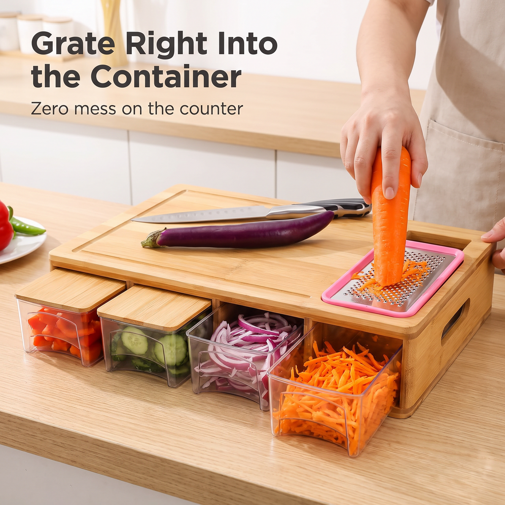 Grating carrot on the Harvest board grater plate