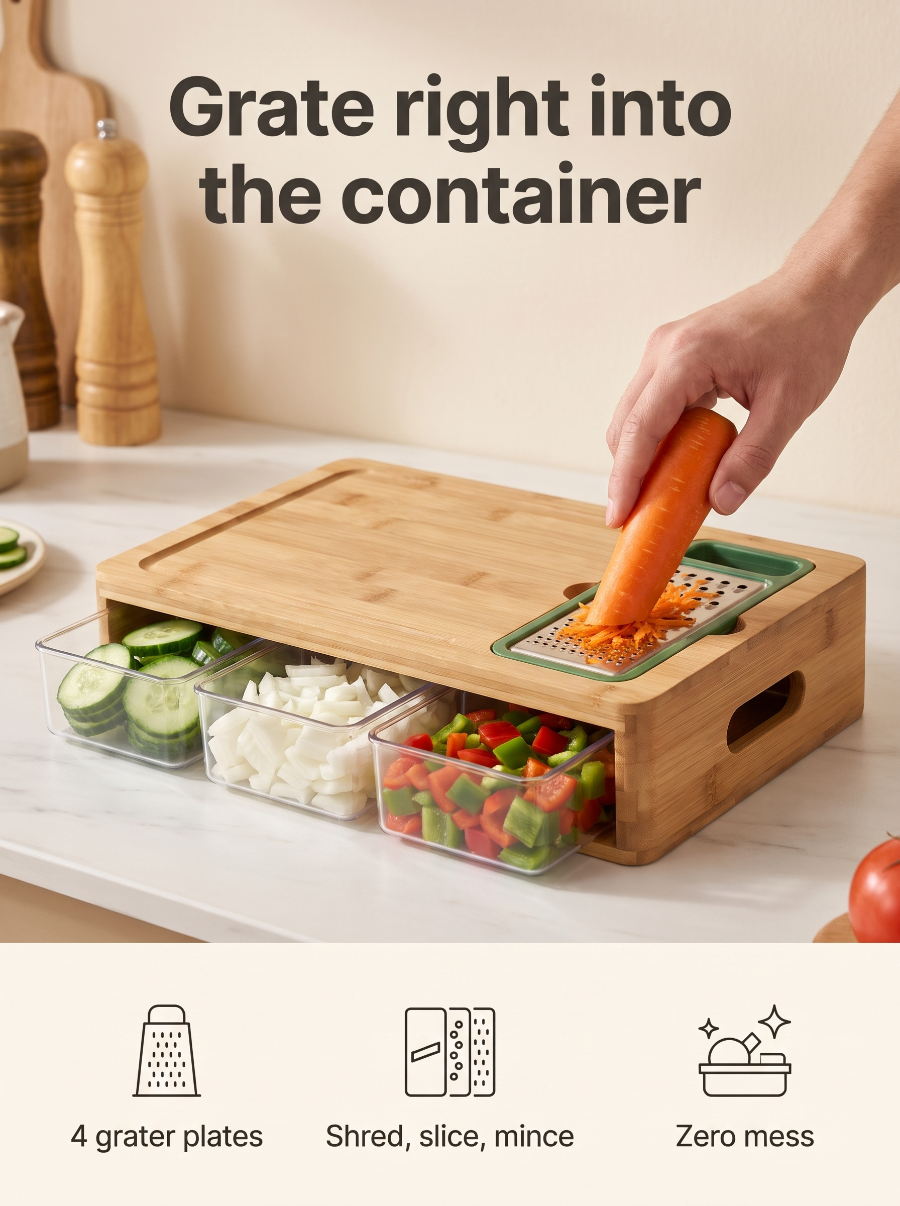 Grate right into the Harvest container