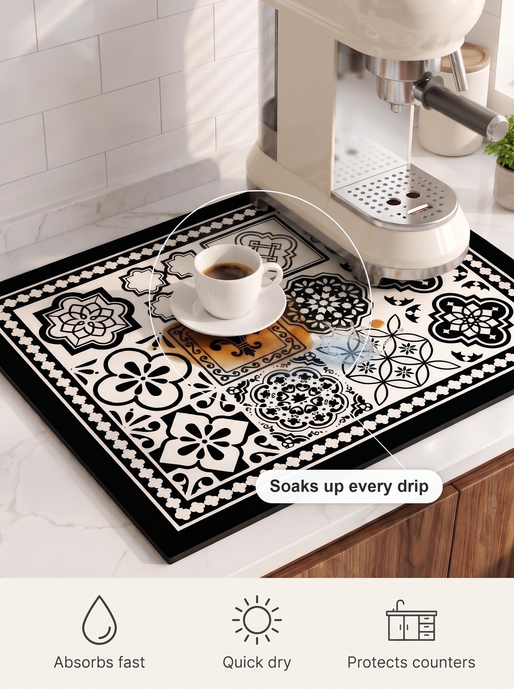 Tessa coffee mat soaks up every drip
