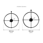 Meridian large metal wall clock sizes: 21.6 in (54.9 cm) or 23.6 in (59.9 cm) diameter