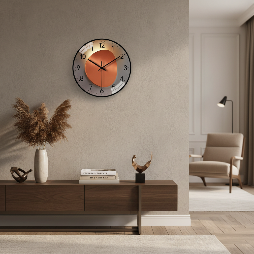 Eclipse | Modern Wall Clock, Silent Non Ticking Glass Clock, Decorative Moon and Sun Wall Decor