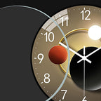 Eclipse | Modern Wall Clock, Silent Non Ticking Glass Clock, Decorative Moon and Sun Wall Decor