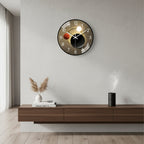 Eclipse | Modern Wall Clock, Silent Non Ticking Glass Clock, Decorative Moon and Sun Wall Decor