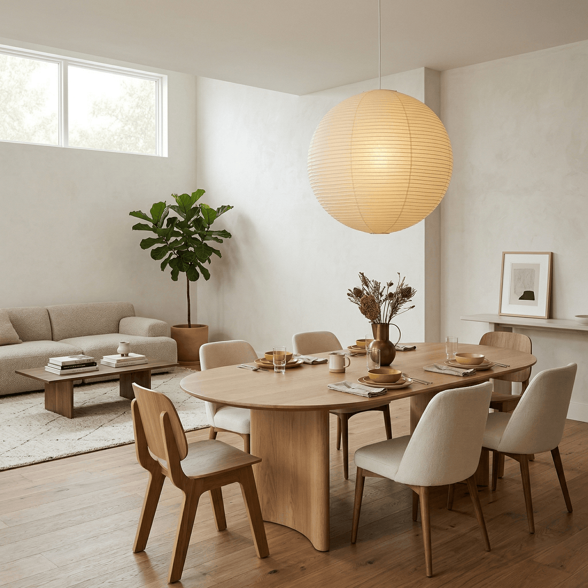 Tsuki | Paper Lantern Pendant Light, Japanese Washi Globe Hanging Lamp, 11 Sizes