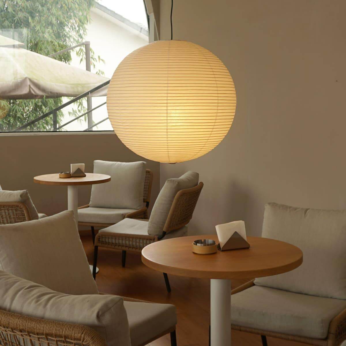 Tsuki | Paper Lantern Pendant Light, Japanese Washi Globe Hanging Lamp, 11 Sizes