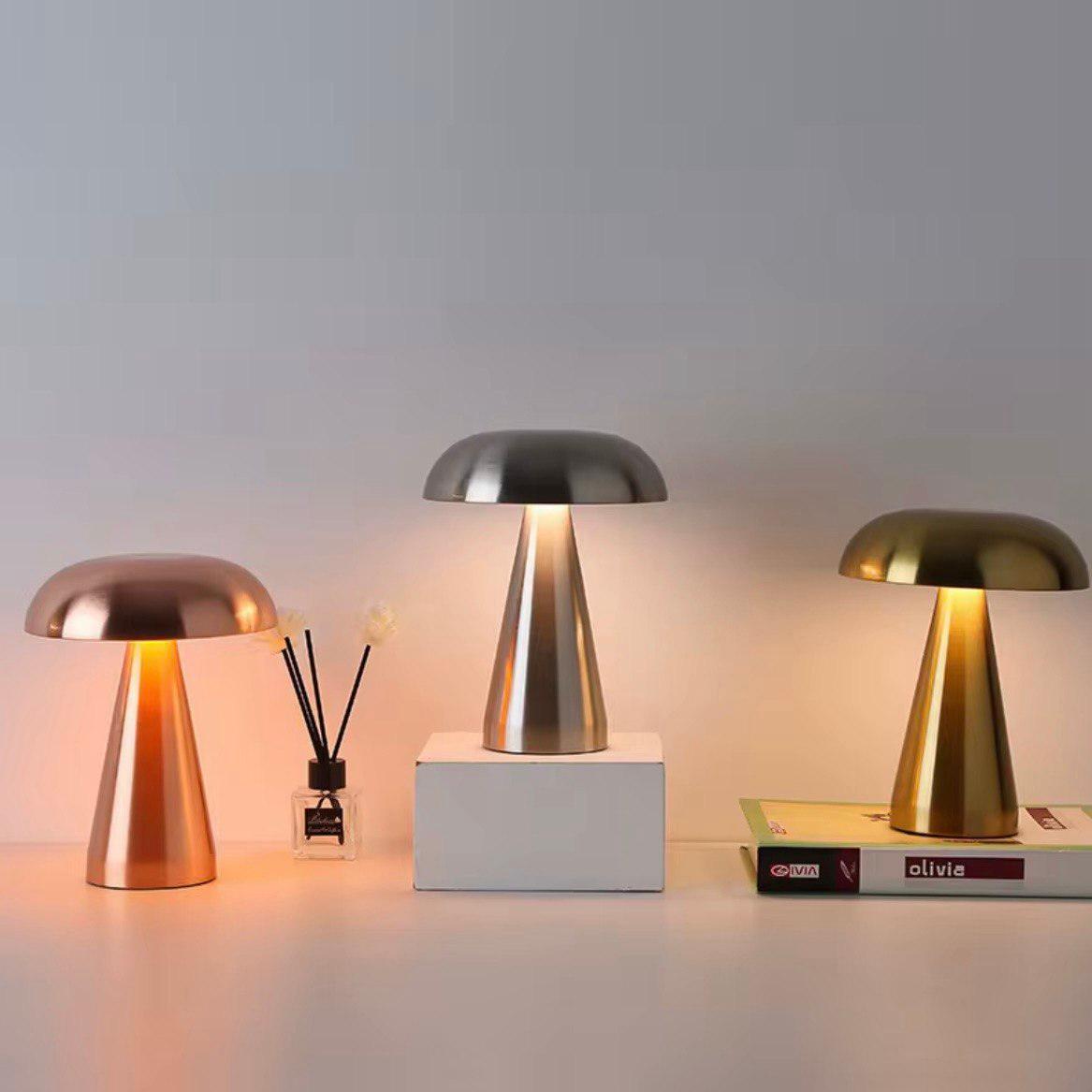 Yokohama | Cordless Mushroom Table Lamp for Bedside and Dining