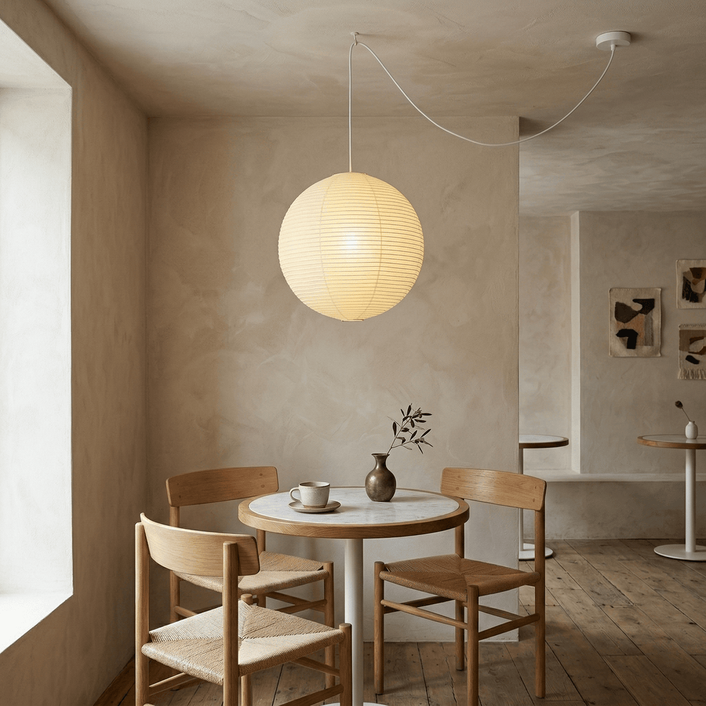 Tsuki | Paper Lantern Pendant Light, Japanese Washi Globe Hanging Lamp, 11 Sizes