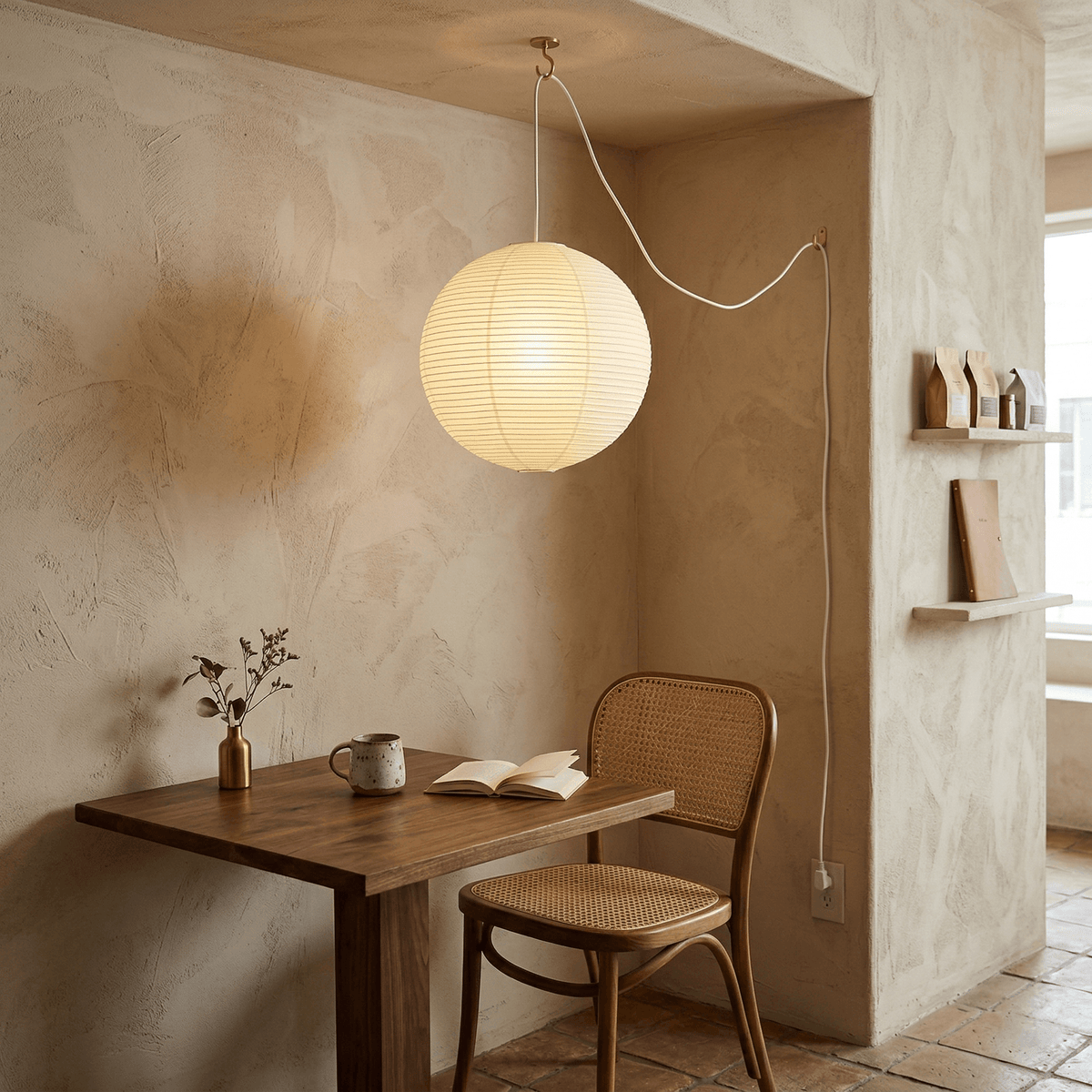 Tsuki | Paper Lantern Pendant Light, Japanese Washi Globe Hanging Lamp, 11 Sizes
