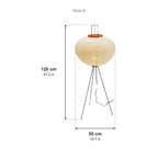 Rice Paper Floor Lamp Style A dimensions: 50 cm (19.7 in) diameter, 120 cm (47.2 in) tall