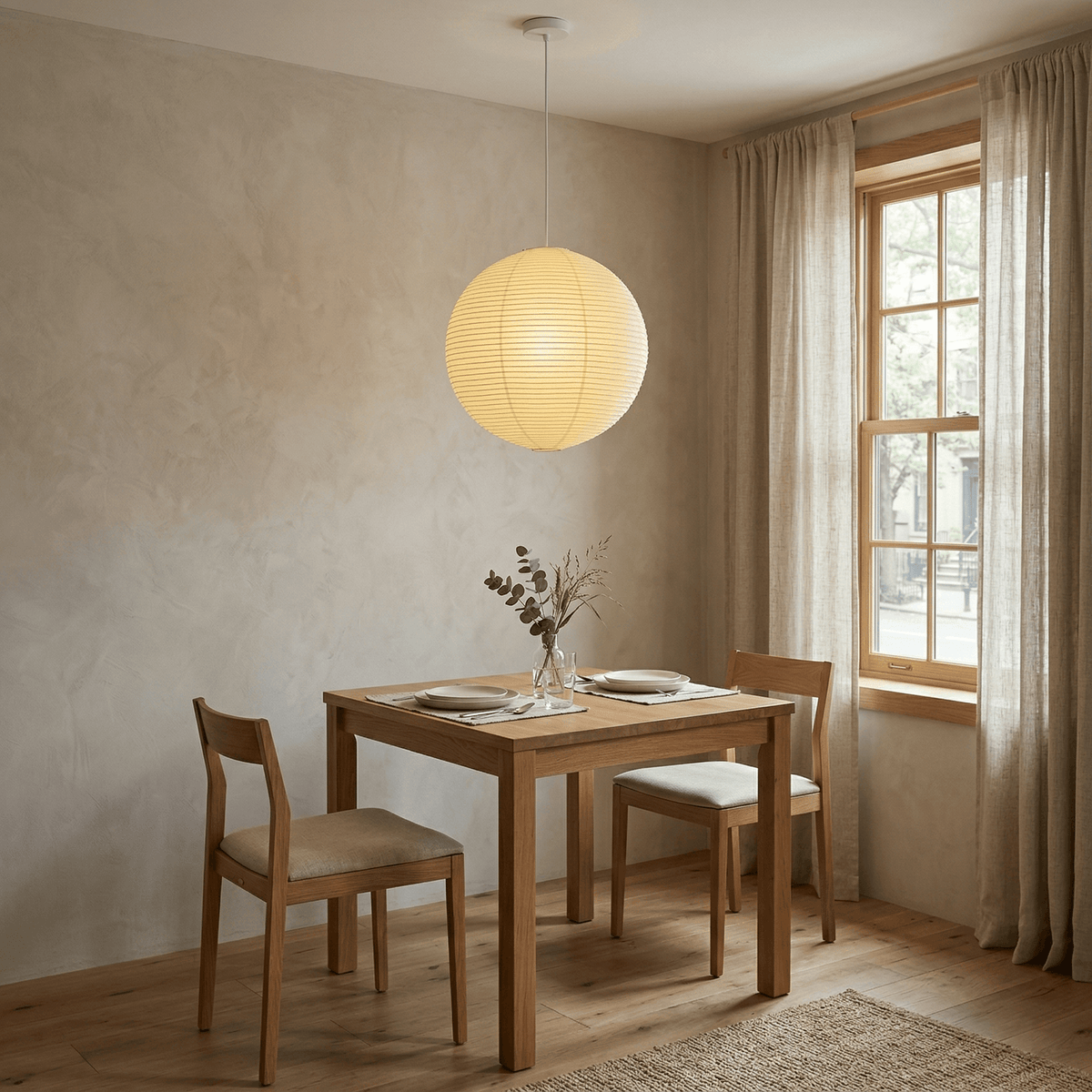 Tsuki | Paper Lantern Pendant Light, Japanese Washi Globe Hanging Lamp, 11 Sizes