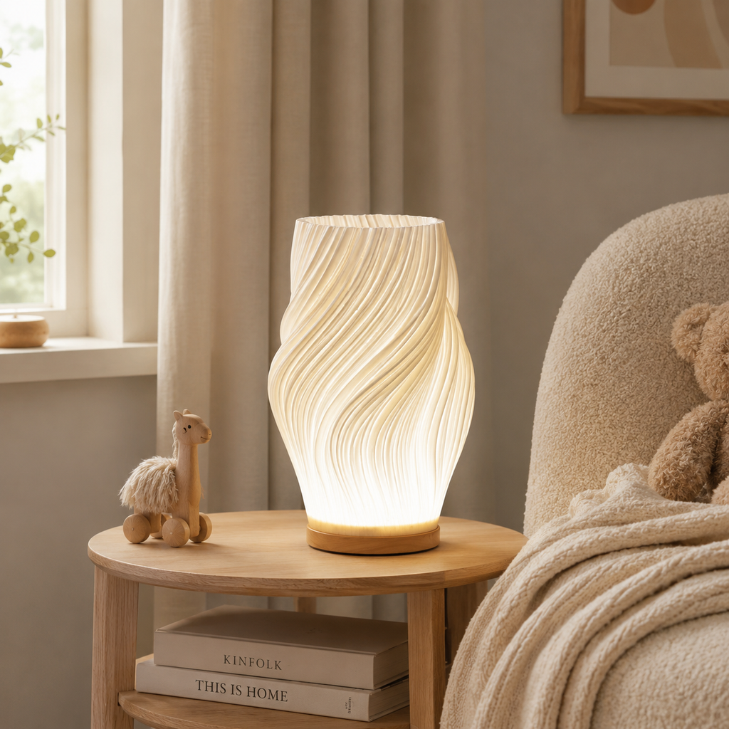 Solara | Wave LED Table Lamp, Sculptural Bedside Lamp, Dimmable USB Desk Lamp for Bedroom and Office