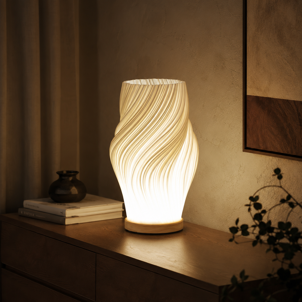 Solara | Wave LED Table Lamp, Sculptural Bedside Lamp, Dimmable USB Desk Lamp for Bedroom and Office
