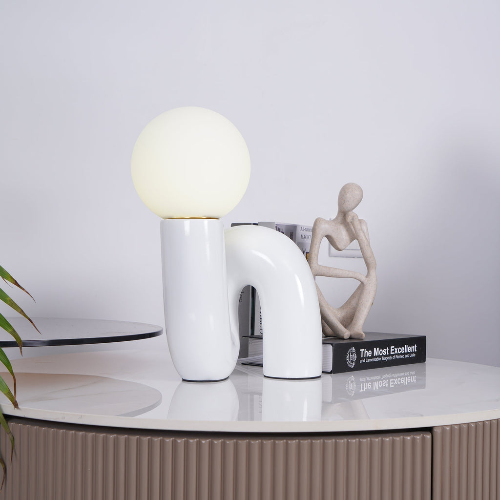 Spiral | Glass Table Lamp, Sculptural Globe Bedside Lamp, Colorful Modern Accent Lamp for Living Room