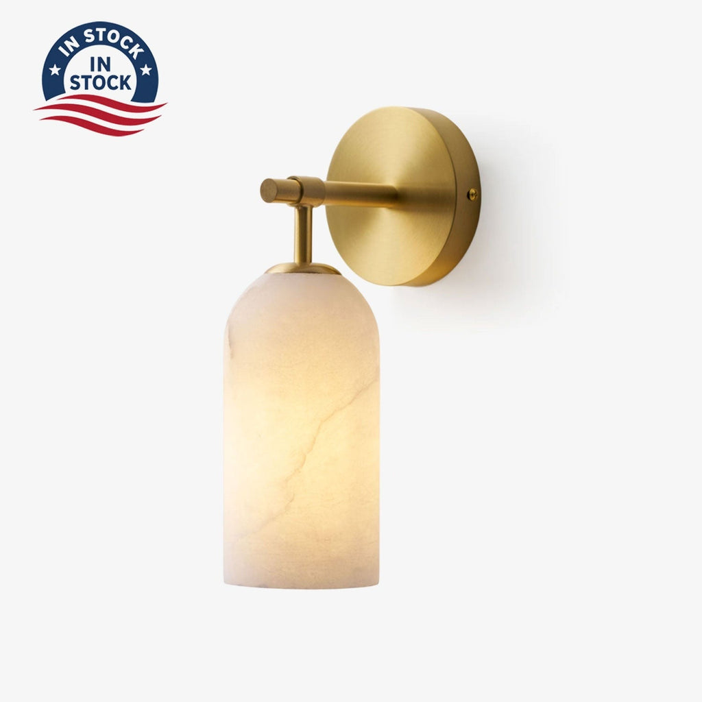 Corinth | Alabaster Wall Sconce, Cylinder Stone Wall Light in Gold, Bronze or Nickel