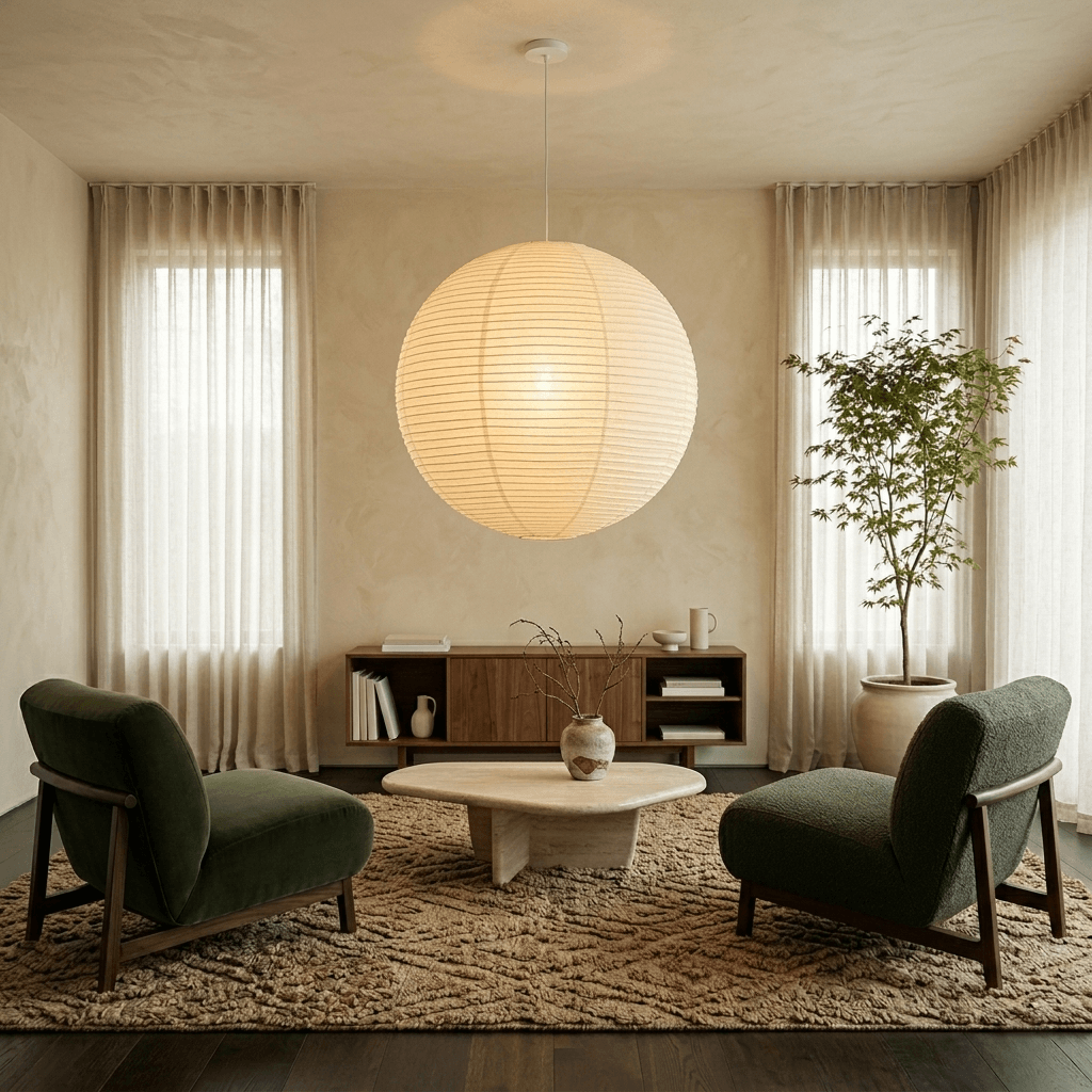 Tsuki | Paper Lantern Pendant Light, Japanese Washi Globe Hanging Lamp, 11 Sizes