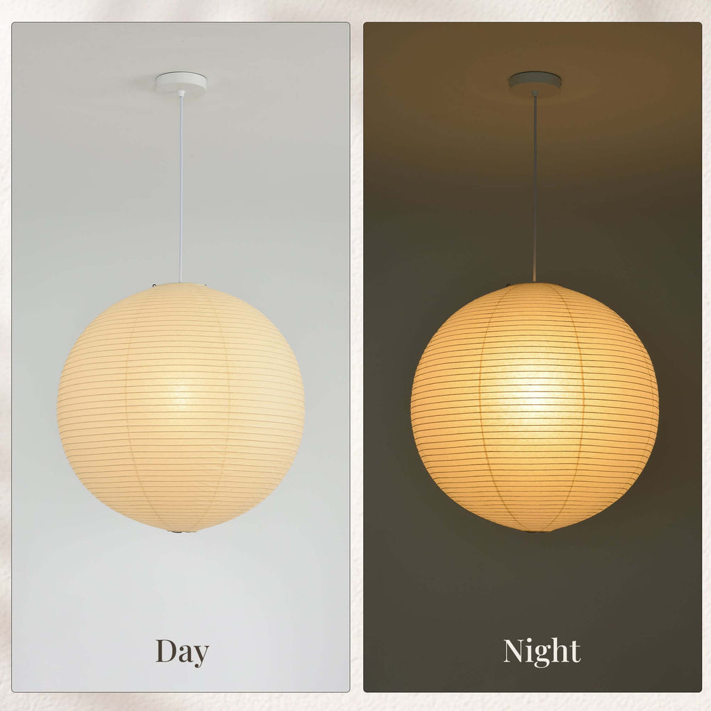 Tsuki | Paper Lantern Pendant Light, Japanese Washi Globe Hanging Lamp, 11 Sizes