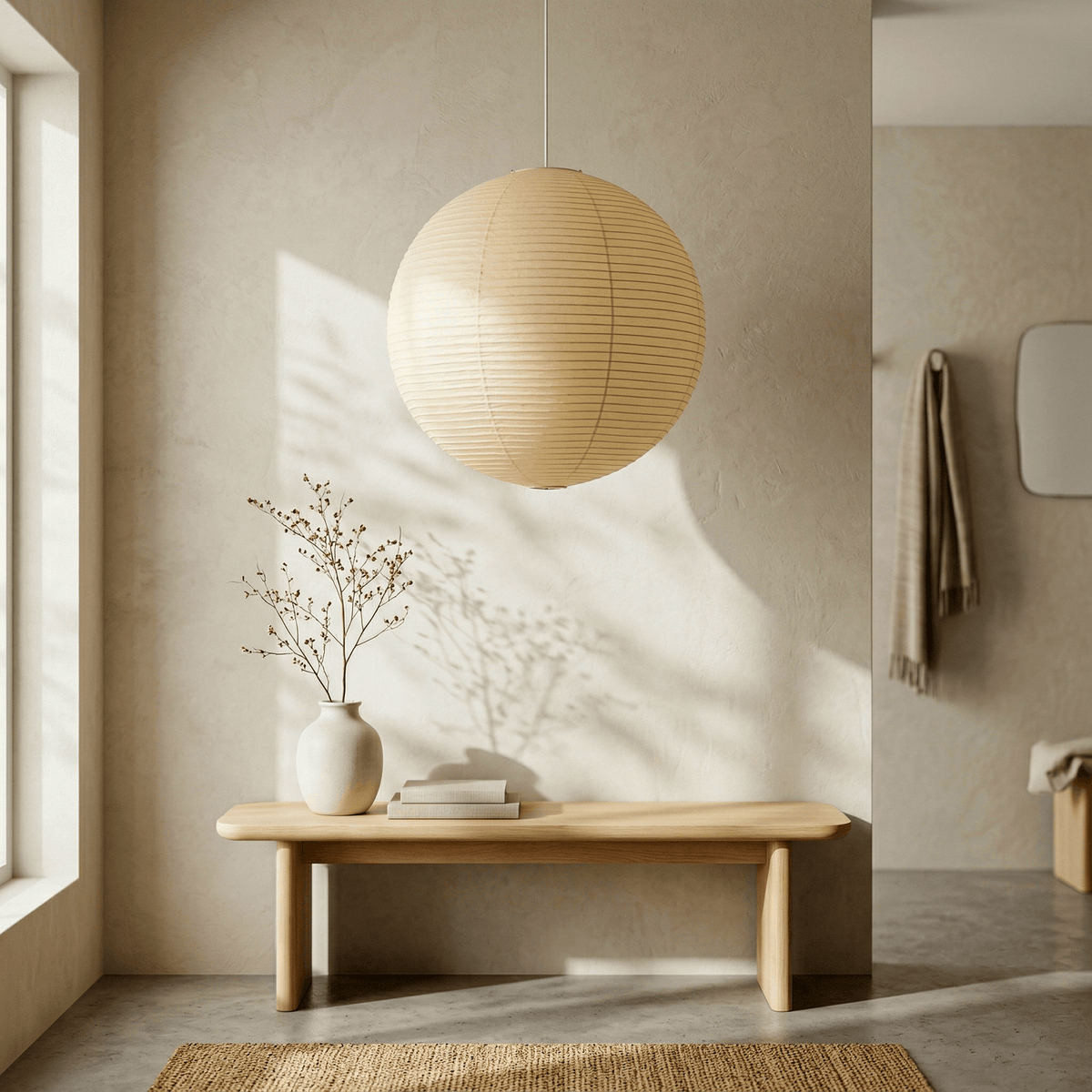 Tsuki | Paper Lantern Pendant Light, Japanese Washi Globe Hanging Lamp, 11 Sizes
