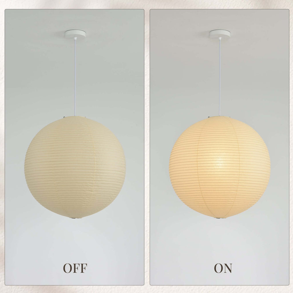 Tsuki | Paper Lantern Pendant Light, Japanese Washi Globe Hanging Lamp, 11 Sizes