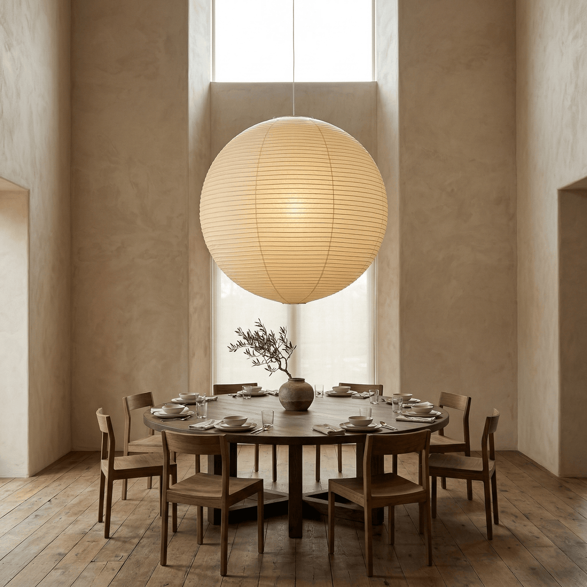 Tsuki | Paper Lantern Pendant Light, Japanese Washi Globe Hanging Lamp, 11 Sizes