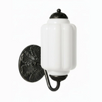 Opaline | Milk Glass Wall Sconce, Vintage Brass Bathroom Vanity Light, Ribbed Glass Bedroom Wall Light